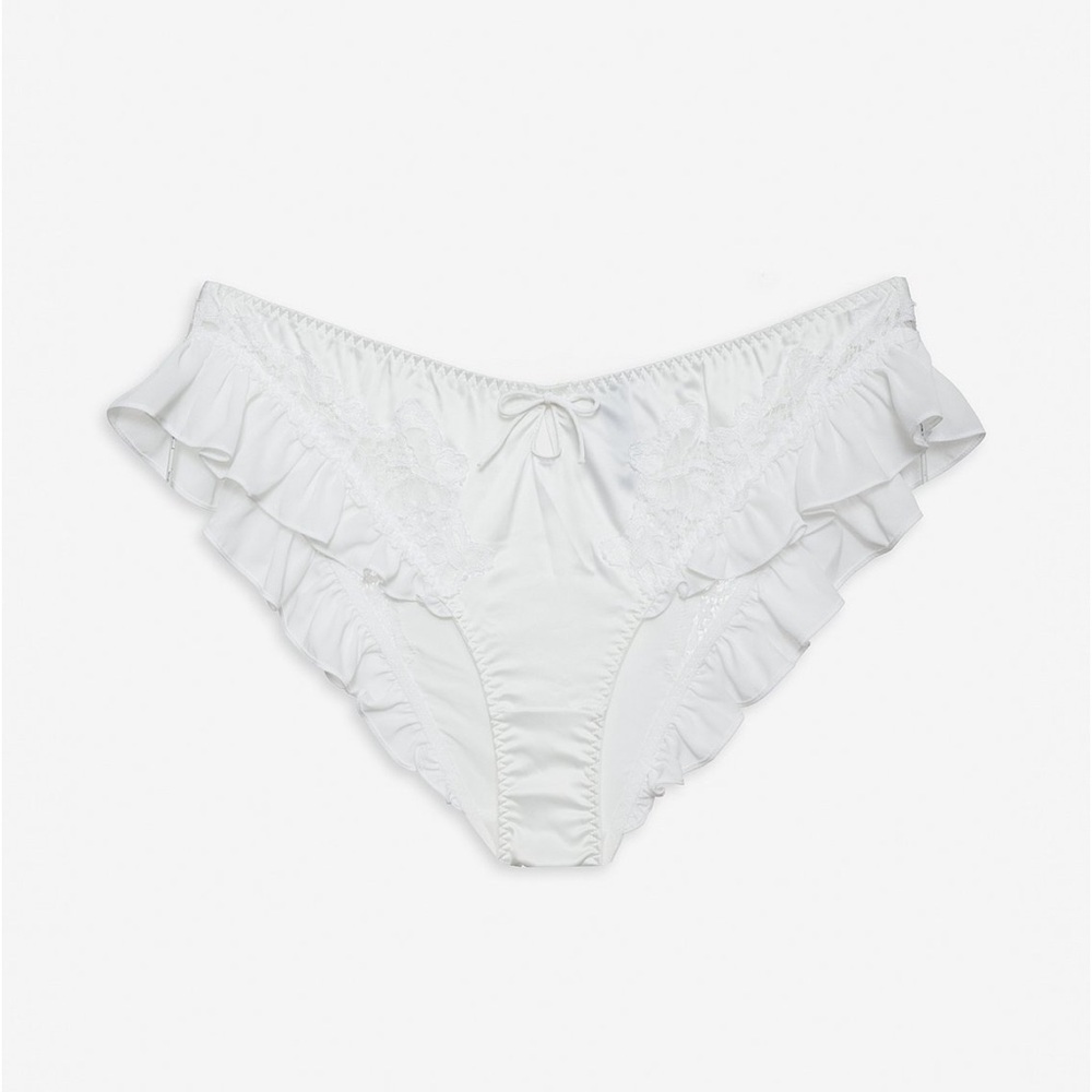 For Love And Lemons Butterfly Lace Ruffle Cheeky Panty | White Ruffle Panty